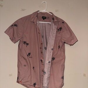 Billabong Men's Casual Pink Shirt with Palm Print